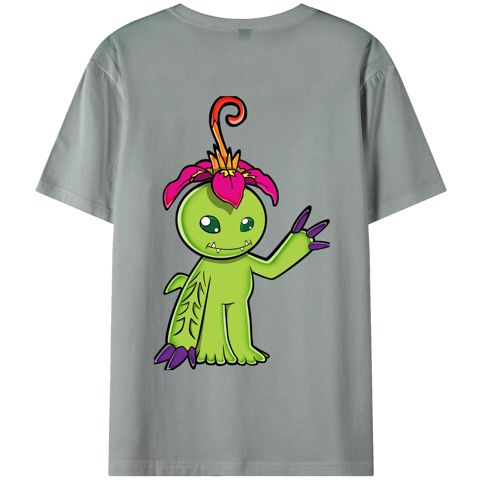 （画像用） Digimon デジタルモンスター/デジモン 綿100％ メンズ半袖Tシャツ（バックプリント） 通気性